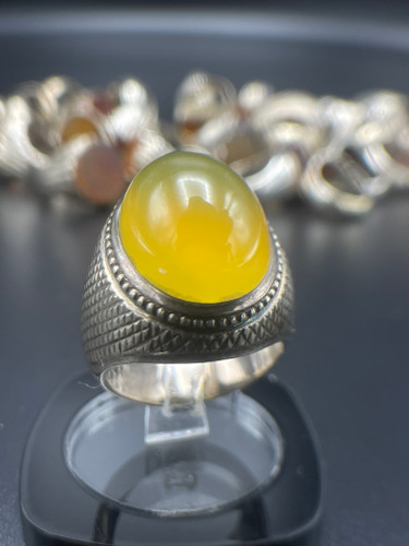 انگشتر فدیوم رکاب جدی (مهدی) عقیق زرد یمنی