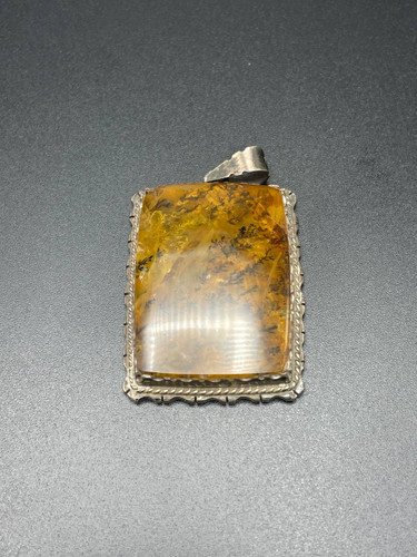 اویز سنگ دُر برزیلی قلب نقره